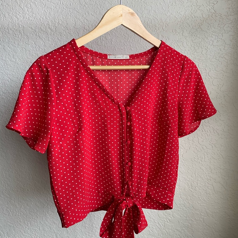 Red Patterned Blouse